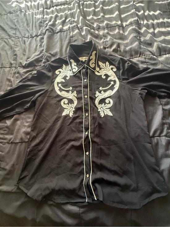Roper Other - Vintage Roper Black Western Button-Down Shirt with Cream Embroidery